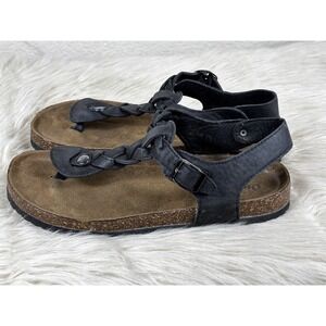 Outwoods Black Cork Thong Sandals Braided Comfort Casual Chic Womens 10